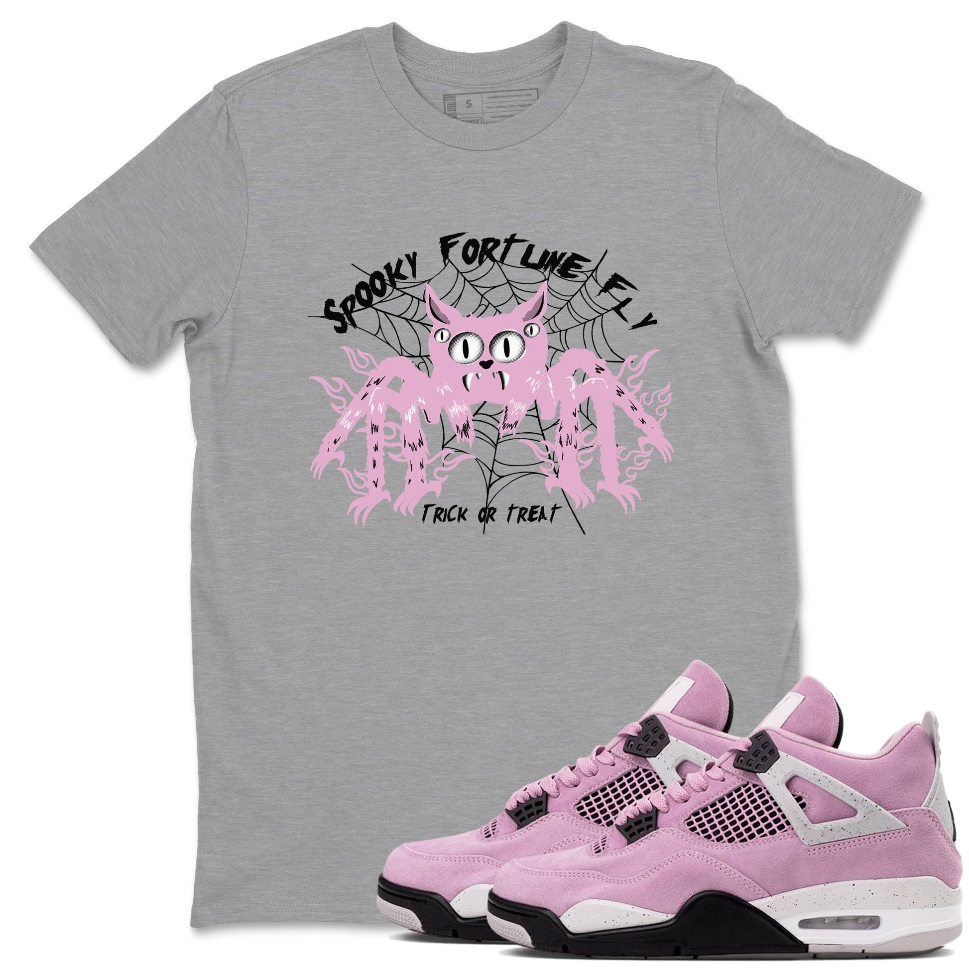 4s Retro Orchid shirts to match jordans Spooky Fortune Fly sneaker match tees Air Jordan 4 WMNS Orchid match shoes to clothes SNRT Sneaker Tees unisex cotton Heather Grey 1 shirts