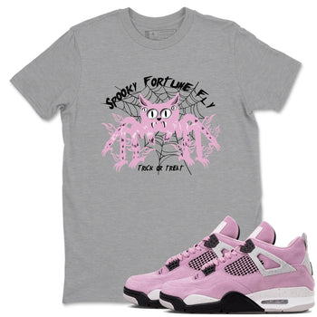 4s Retro Orchid shirts to match jordans Spooky Fortune Fly sneaker match tees Air Jordan 4 WMNS Orchid match shoes to clothes SNRT Sneaker Tees unisex cotton Heather Grey 1 shirts