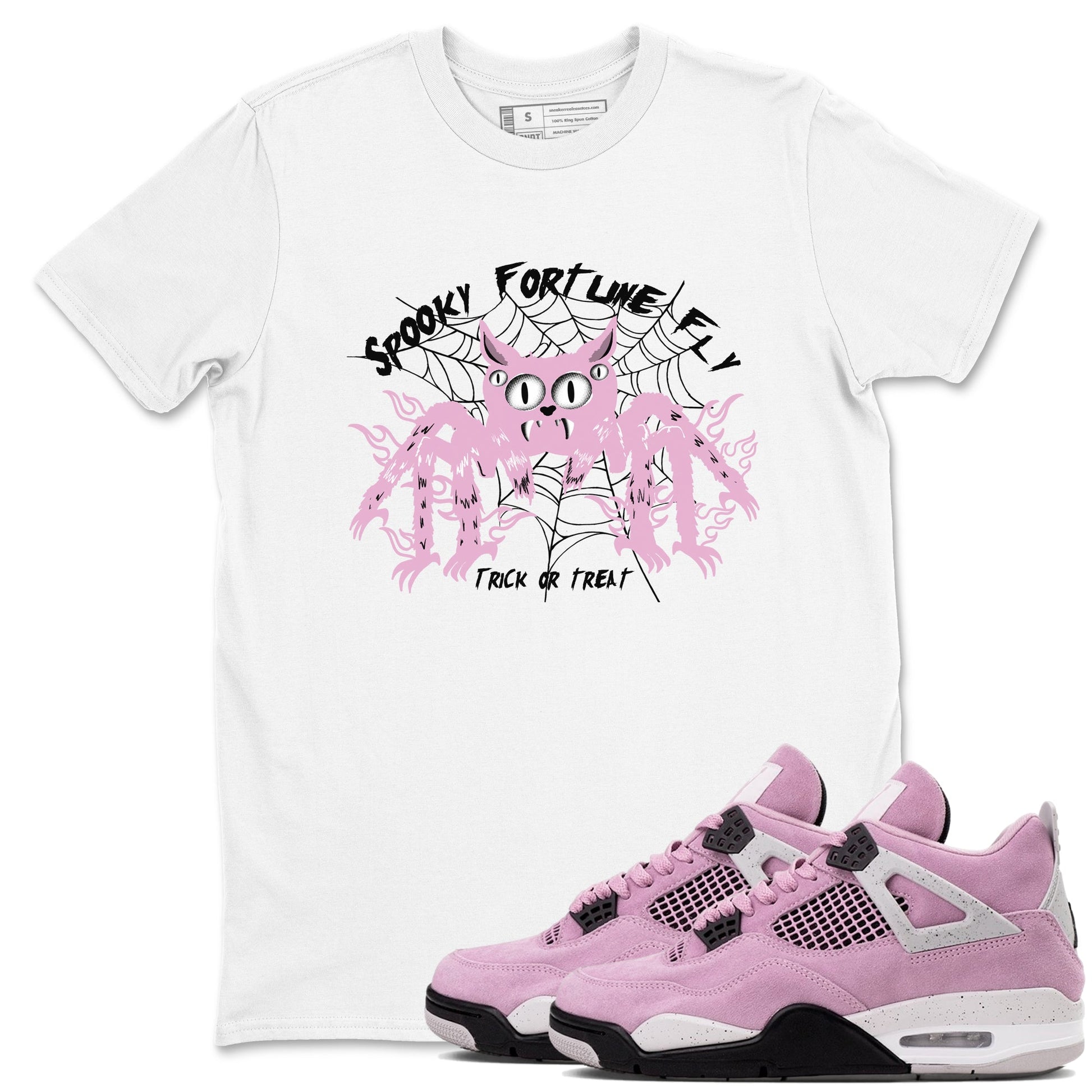 4s Retro Orchid shirts to match jordans Spooky Fortune Fly sneaker match tees Air Jordan 4 WMNS Orchid match shoes to clothes SNRT Sneaker Tees unisex cotton White 1 shirts