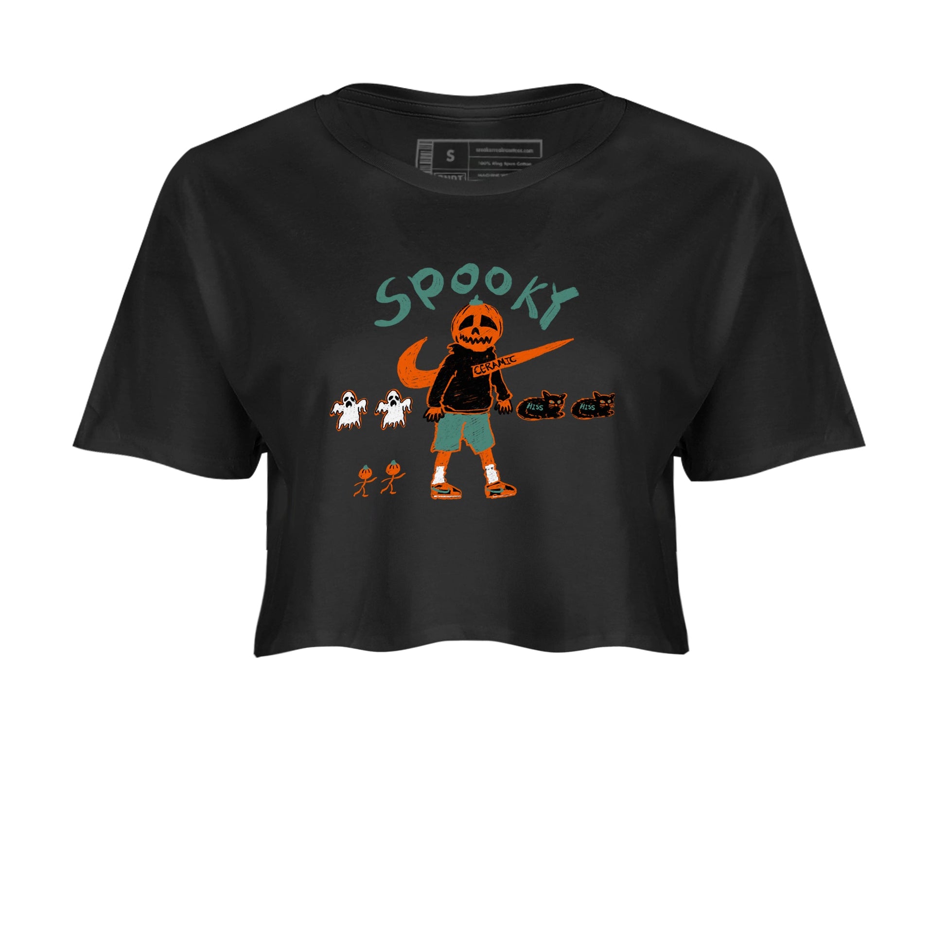 Dunk Low Ceramic shirts to match jordans Spooky Pumpkin unique Halloween sneaker tee Dunk Ceramic match shoes to clothes SNRT Sneaker Tees unisex cotton Black 2 crop tee