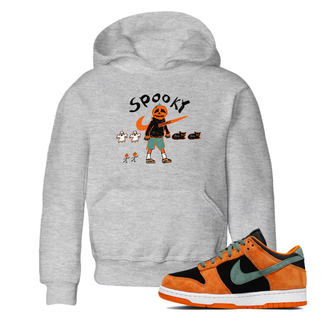 Dunk Low Ceramic shirts to match jordans Spooky Pumpkin unique Halloween sneaker tee Dunk Ceramic match shoes to clothes SNRT Sneaker Tees Youth Baby Heather Grey 1 tee