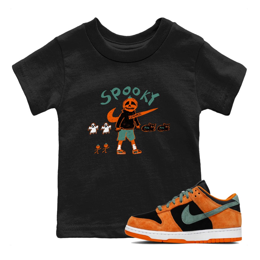 Dunk Low Ceramic shirts to match jordans Spooky Pumpkin unique Halloween sneaker tee Dunk Ceramic match shoes to clothes SNRT Sneaker Tees Youth Baby Black 1 tee