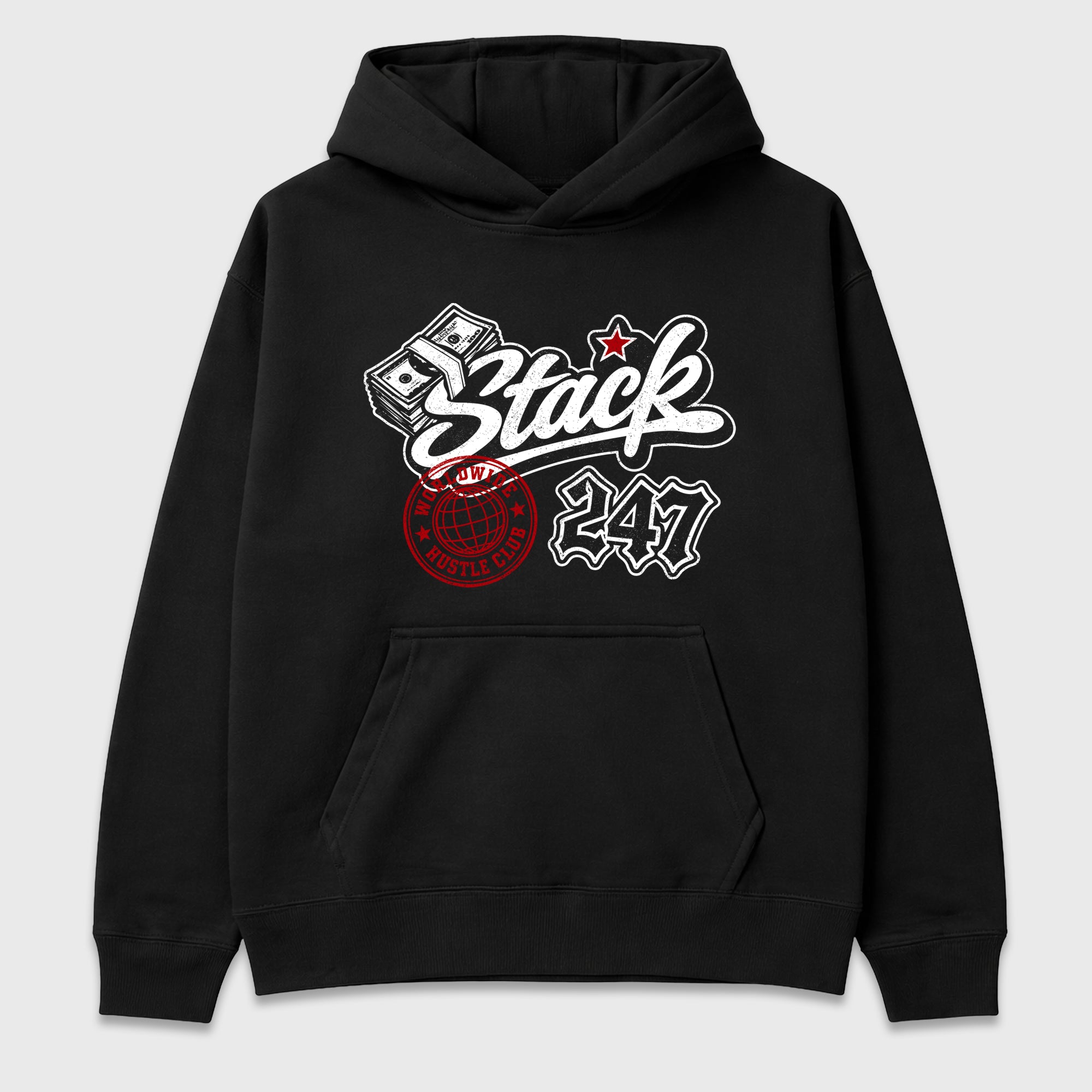 Stack 247 Graphic T-Shirt featuring original streetwear artwork designed to match the Air Jordan 9 True Red. Black 2 Graphic Tee.