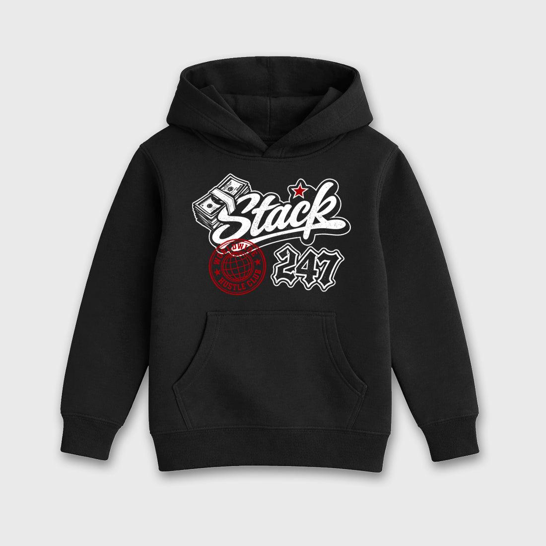 Stack 247 Baby & Kids Graphic Hoodie featuring original artwork designed to match the Air Jordan 9 True Red. Black 2 Kids Graphic Sweater.