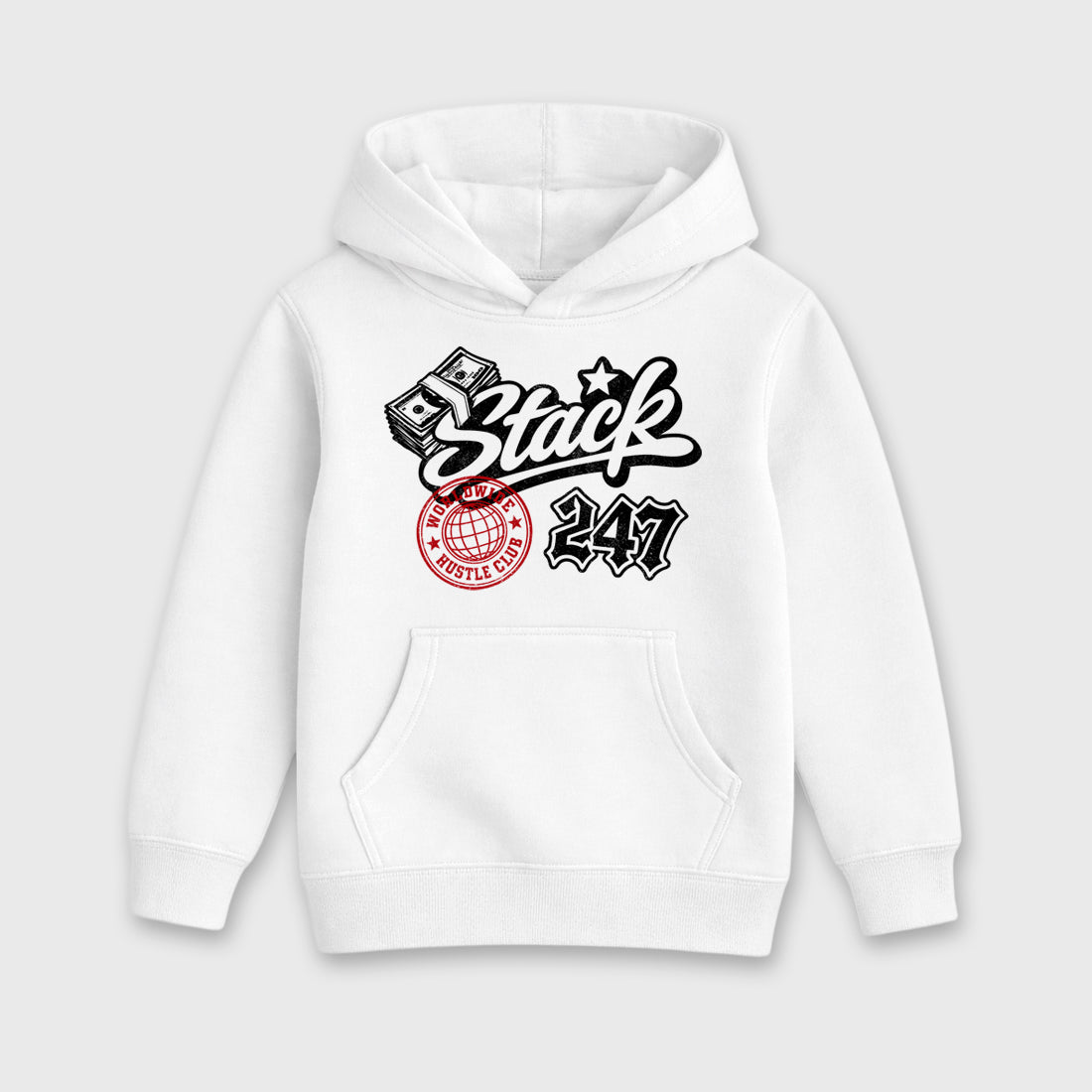 Stack 247 Baby & Kids Graphic Hoodie featuring original artwork designed to match the Air Jordan 9 True Red. White 2 Kids Graphic Sweater.