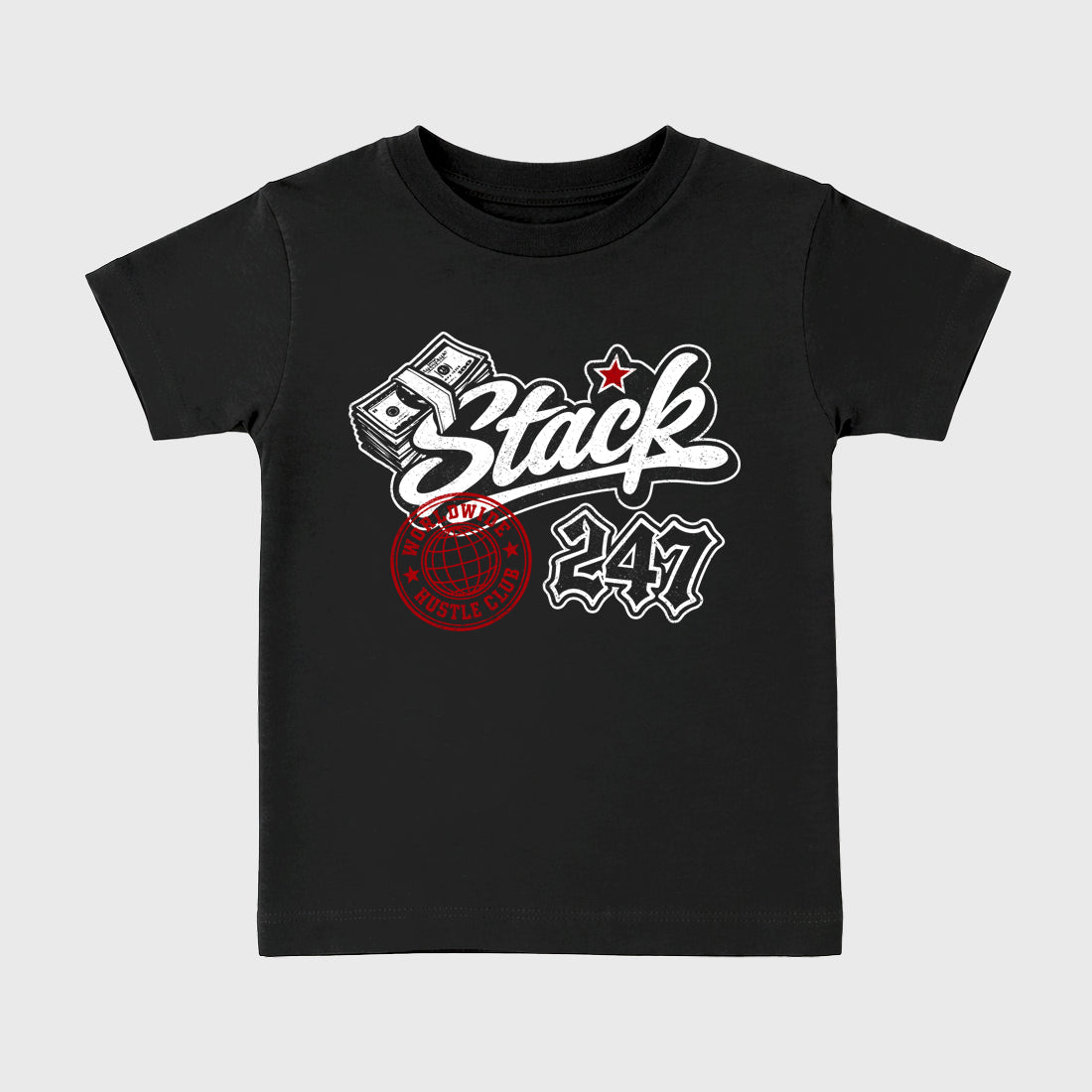 Stack 247 Baby & Kids Graphic T-Shirt featuring original artwork designed to match the Air Jordan 9 True Red. Black 2 Kids Graphic Tee.
