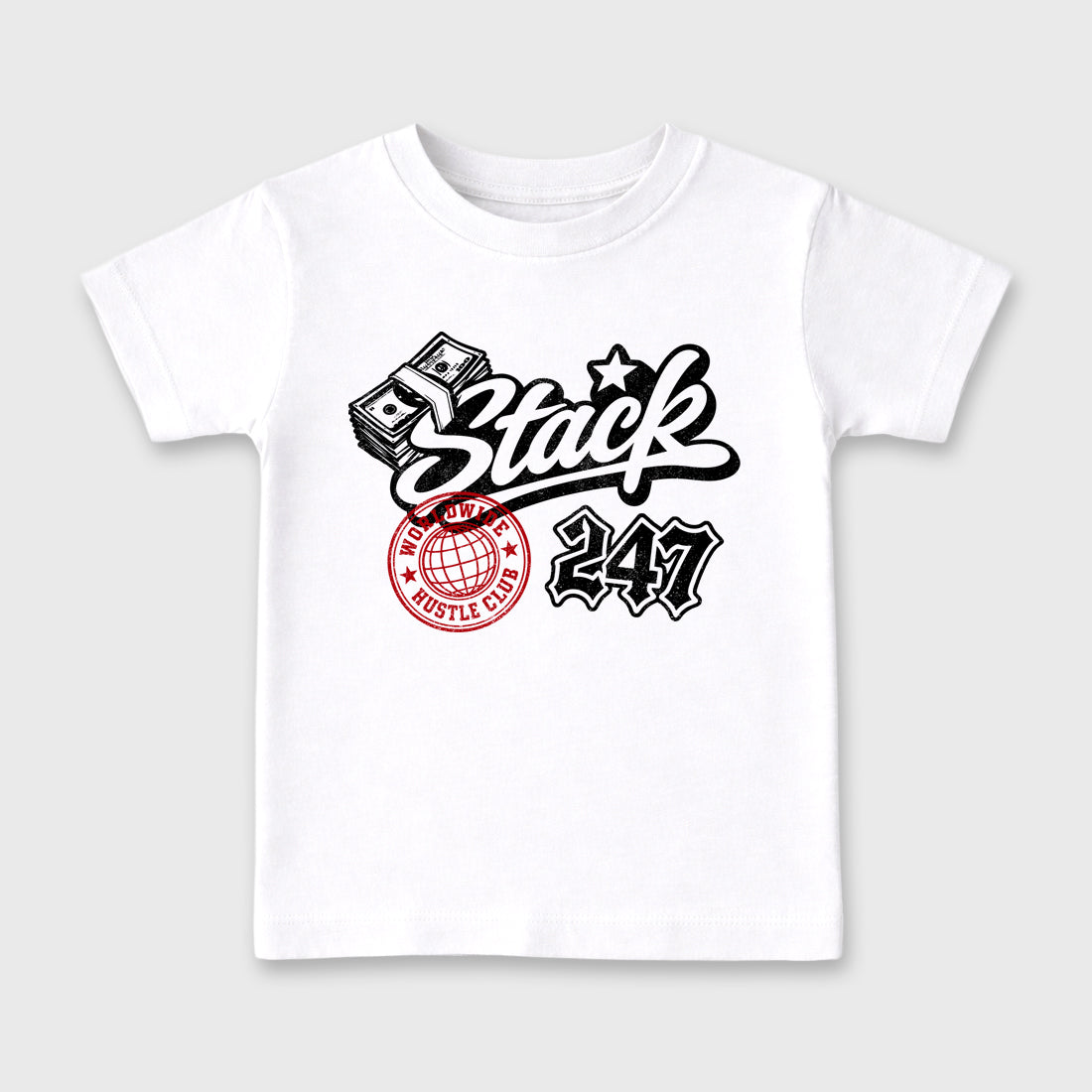 Stack 247 Baby & Kids Graphic T-Shirt featuring original artwork designed to match the Air Jordan 9 True Red. White 2 Kids Graphic Tee.