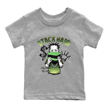 Best Christmas gifts for sneakerheads - Sneaker Tees To Match Air Foamposite One Pine Green Sneakers – Stack Hard Kids T-Shirt Heather Grey 2