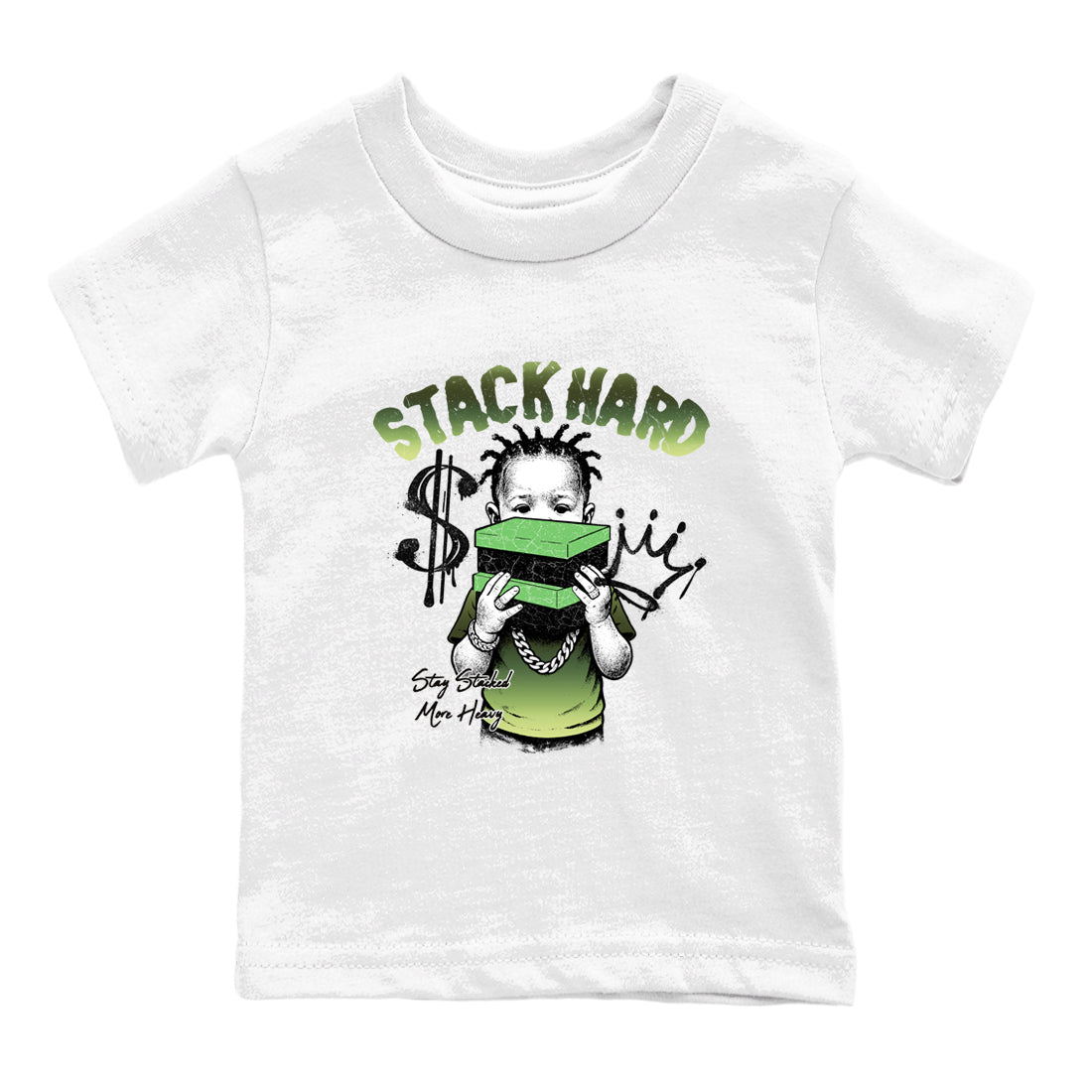 Best Christmas gifts for sneakerheads - Sneaker Tees To Match Air Foamposite One Pine Green Sneakers – Stack Hard Kids T-Shirt White 2