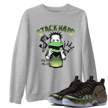 Best Christmas gifts for sneakerheads - Sneaker Tees To Match Air Foamposite One Pine Green Sneakers – Stack Hard Tee Heather Grey 1