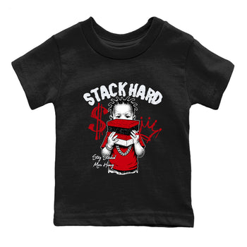 Sneaker match tees – Sneaker Tees To Match Air Jordan 1 Chicago Shoes – Stack Hard Kids T-Shirt Black 2