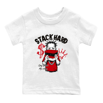 Sneaker match tees – Sneaker Tees To Match Air Jordan 1 Chicago Shoes – Stack Hard Kids T-Shirt White 2