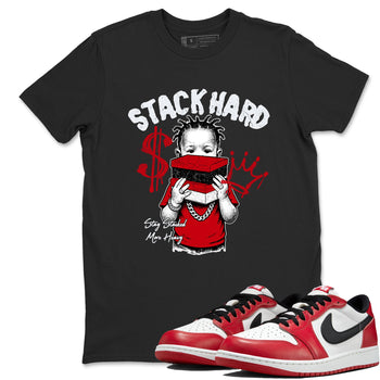 Sneaker match tees – Sneaker Tees To Match Air Jordan 1 Chicago Shoes – Stack Hard Tee Black 1