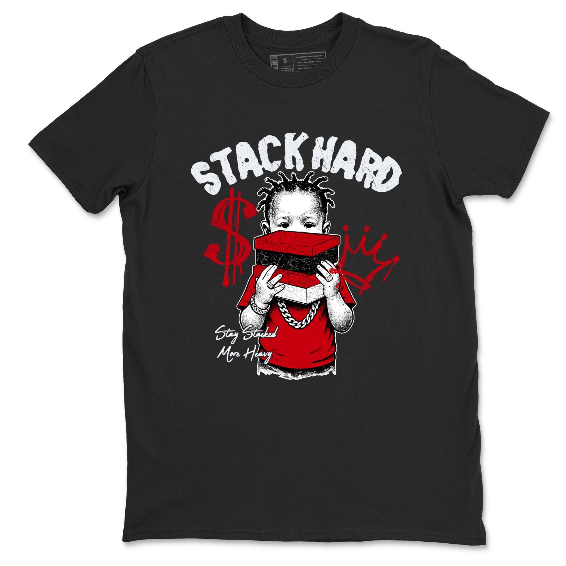 Sneaker match tees – Sneaker Tees To Match Air Jordan 1 Chicago Shoes – Stack Hard Tee Black 2