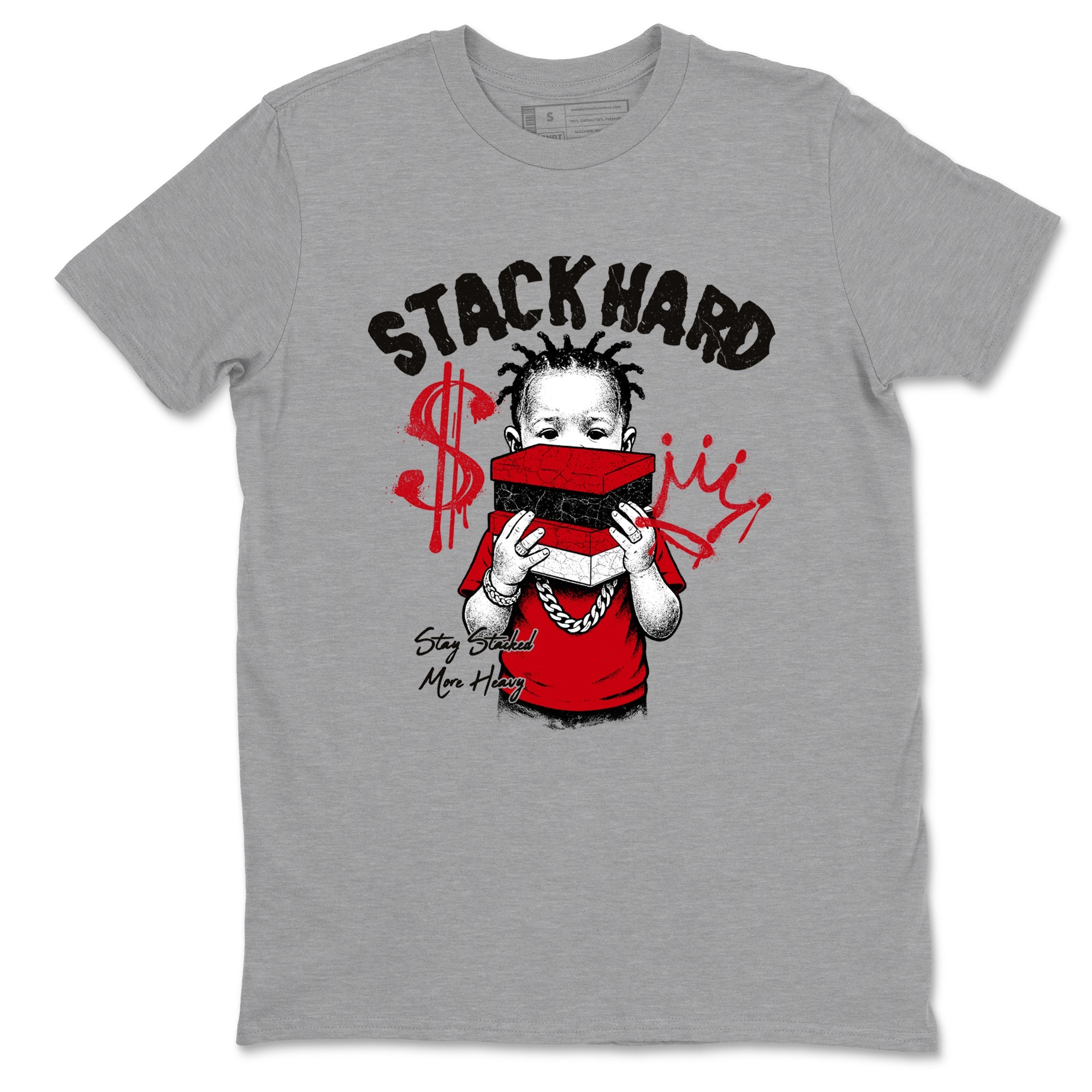 Sneaker match tees – Sneaker Tees To Match Air Jordan 1 Chicago Shoes – Stack Hard Tee Heather Grey 2