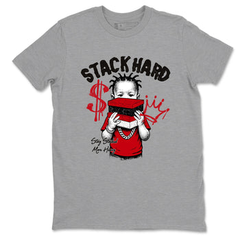 Sneaker match tees – Sneaker Tees To Match Air Jordan 1 Chicago Shoes – Stack Hard Tee Heather Grey 2