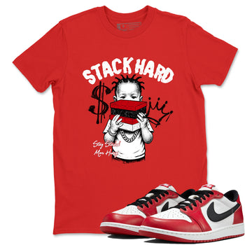 Sneaker match tees – Sneaker Tees To Match Air Jordan 1 Chicago Shoes – Stack Hard Tee Red 1