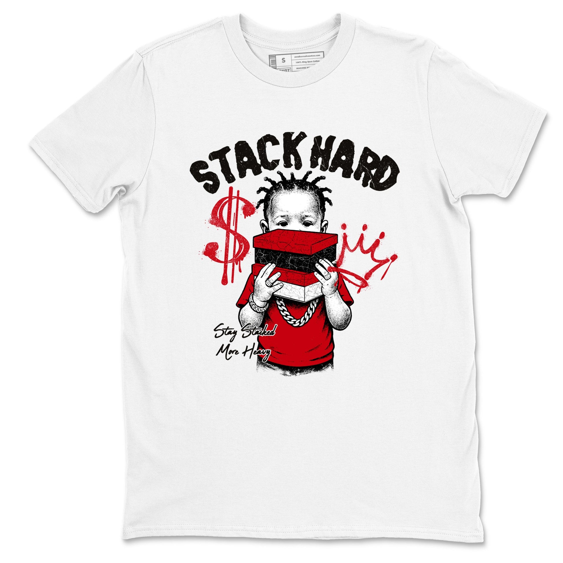 Sneaker match tees – Sneaker Tees To Match Air Jordan 1 Chicago Shoes – Stack Hard Tee White 2