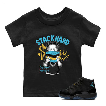 Sneaker match tees – Sneaker Tees To Match Air Jordan 11 Gamma Shoes – Stack Hard Kids T-Shirt Black 1