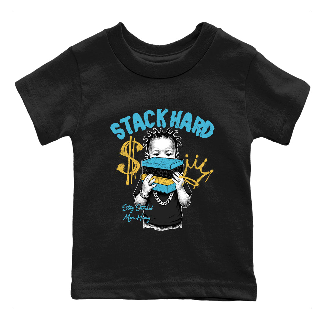 Sneaker match tees – Sneaker Tees To Match Air Jordan 11 Gamma Shoes – Stack Hard Kids T-Shirt Black 2