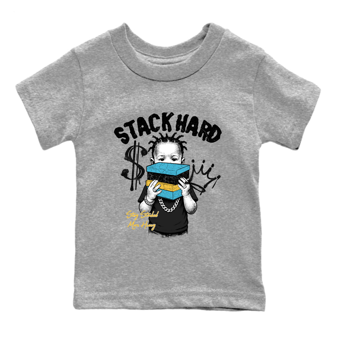Sneaker match tees – Sneaker Tees To Match Air Jordan 11 Gamma Shoes – Stack Hard Kids T-Shirt Heather Grey 2