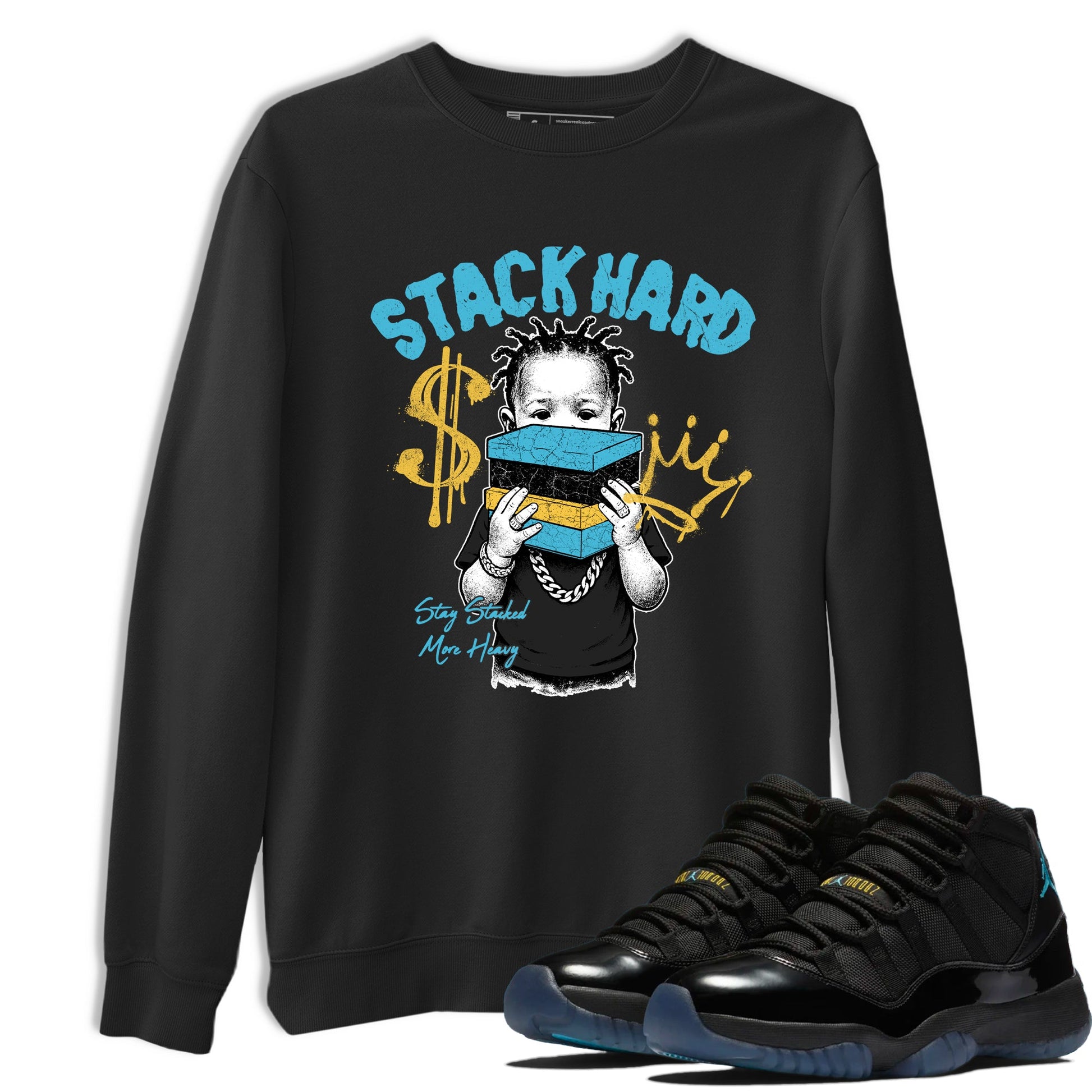 Sneaker match tees – Sneaker Tees To Match Air Jordan 11 Gamma Shoes – Stack Hard Tee Black 1