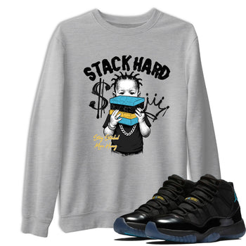 Sneaker match tees – Sneaker Tees To Match Air Jordan 11 Gamma Shoes – Stack Hard Tee Heather Grey 1