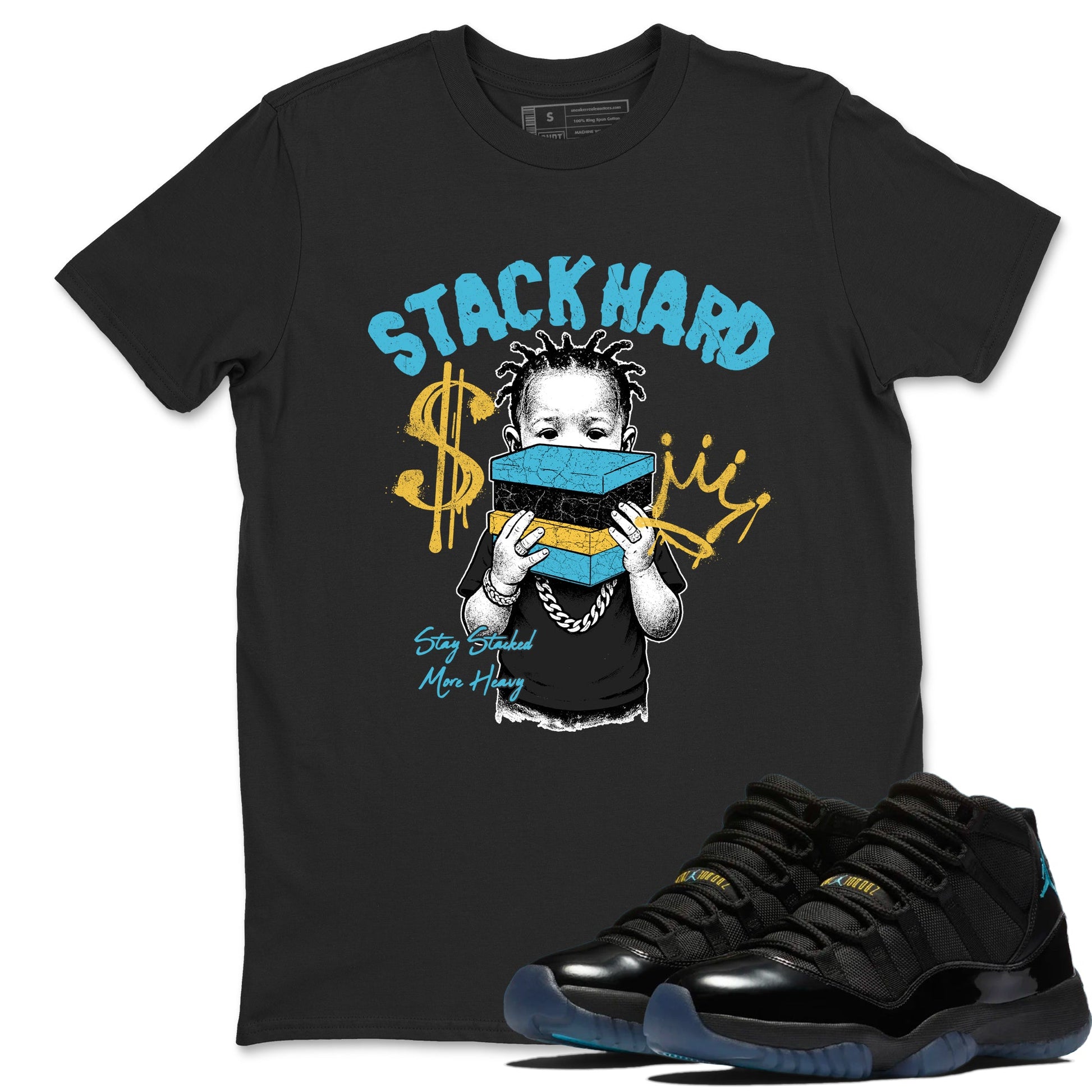 Sneaker match tees – Sneaker Tees To Match Air Jordan 11 Gamma Shoes – Stack Hard Tee Black 1