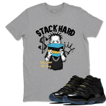 Sneaker match tees – Sneaker Tees To Match Air Jordan 11 Gamma Shoes – Stack Hard Tee Heather Grey 1