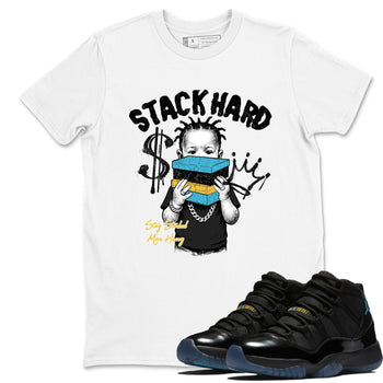 Sneaker match tees – Sneaker Tees To Match Air Jordan 11 Gamma Shoes – Stack Hard Tee White 1