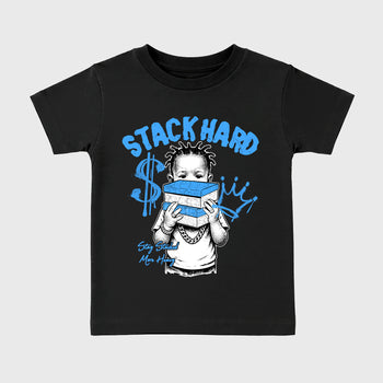 Sneaker match tees – Sneaker Tees To Match Air Jordan 11 University Blue Shoes – Stack Hard Kids T-Shirt Black 2
