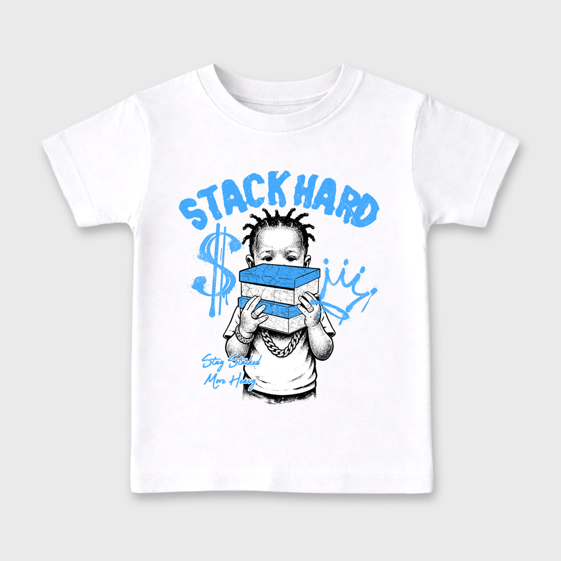Sneaker match tees – Sneaker Tees To Match Air Jordan 11 University Blue Shoes – Stack Hard Kids T-Shirt White 2