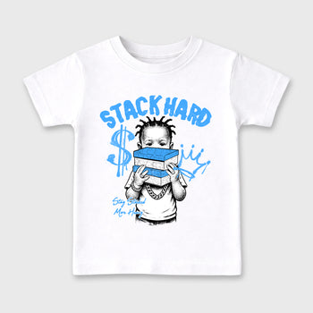 Sneaker match tees – Sneaker Tees To Match Air Jordan 11 University Blue Shoes – Stack Hard Kids T-Shirt White 2