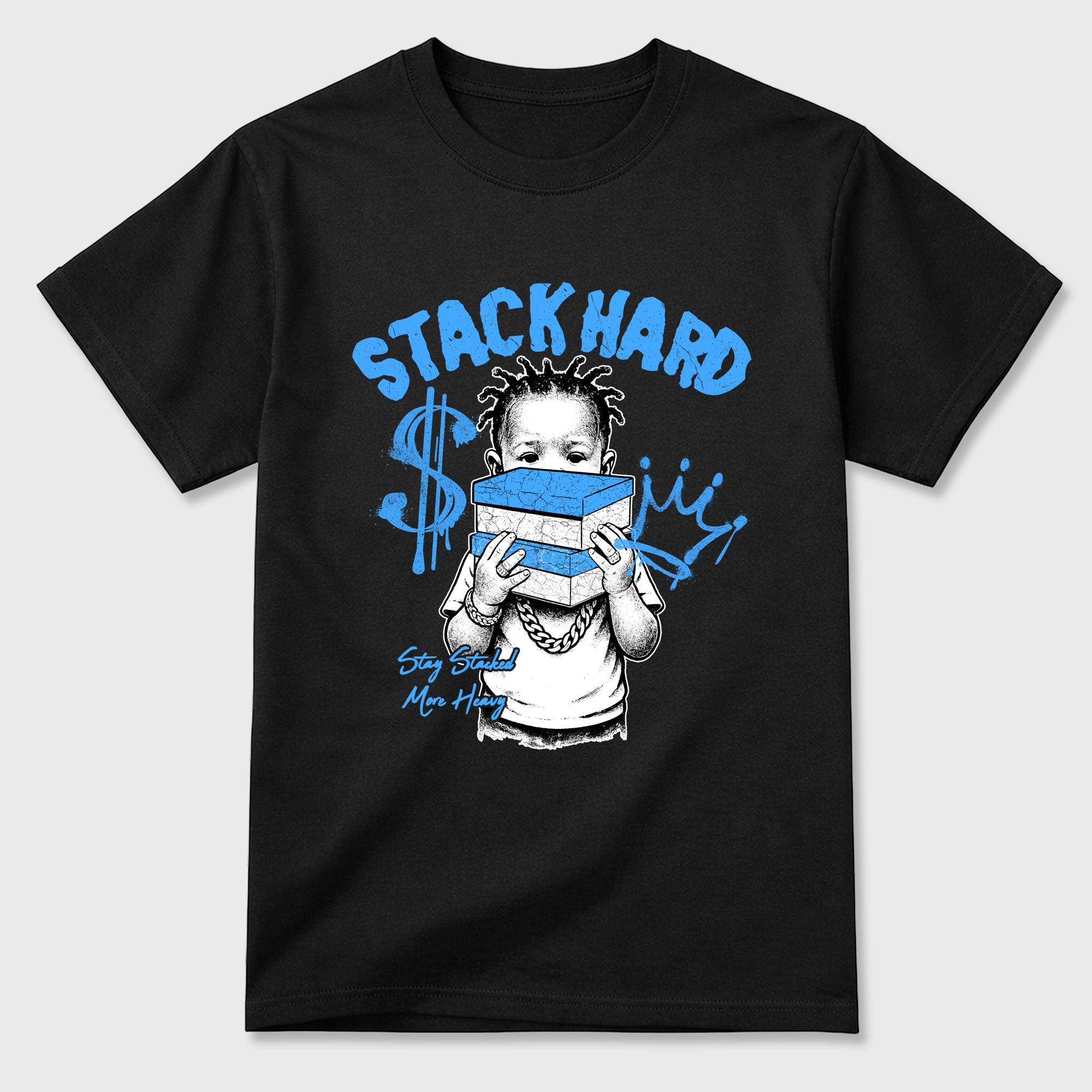 Sneaker match tees – Sneaker Tees To Match Air Jordan 11 University Blue Shoes – Stack Hard Tee Black 2