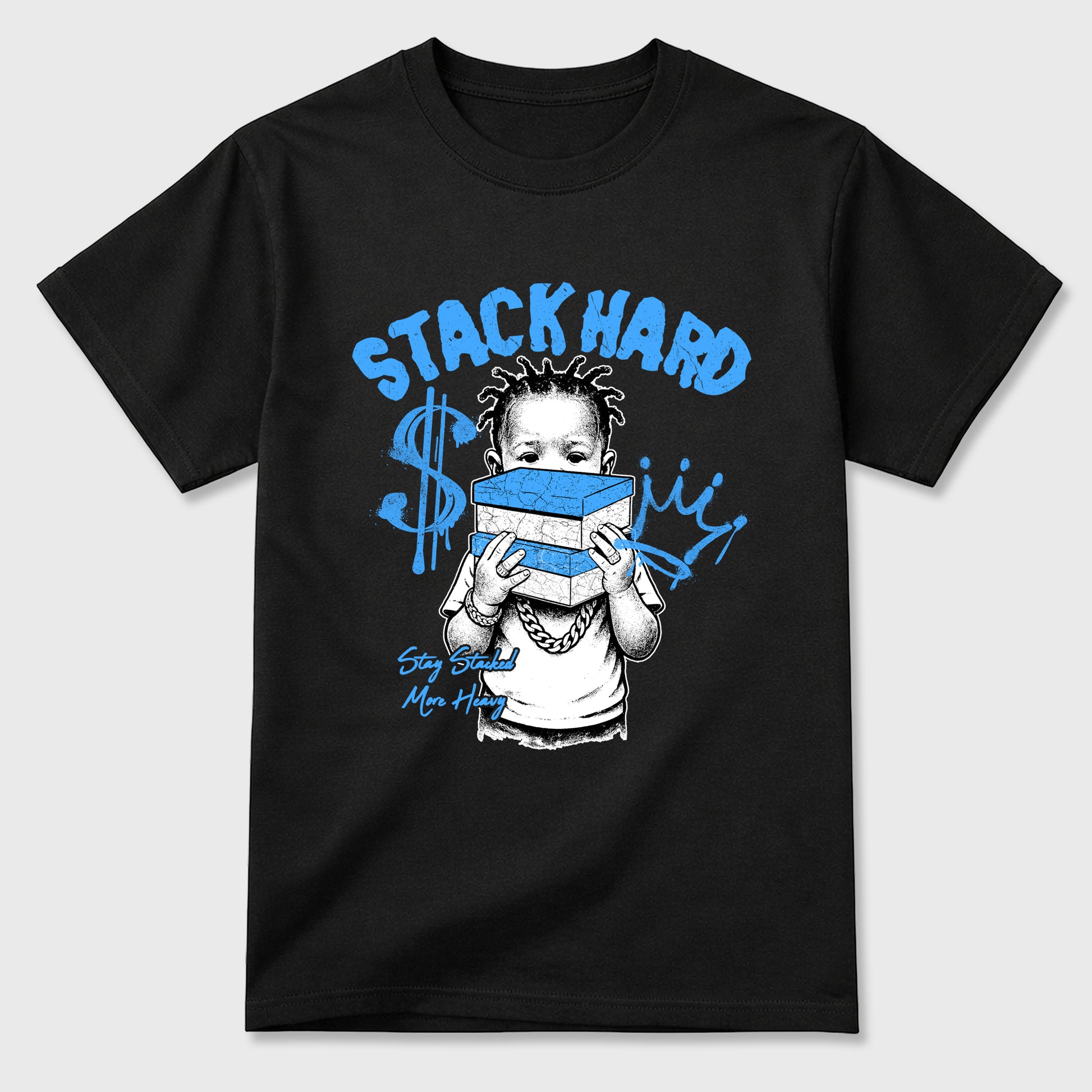 Sneaker match tees – Sneaker Tees To Match Air Jordan 11 University Blue Shoes – Stack Hard Tee Black 2