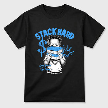Sneaker match tees – Sneaker Tees To Match Air Jordan 11 University Blue Shoes – Stack Hard Tee Black 2