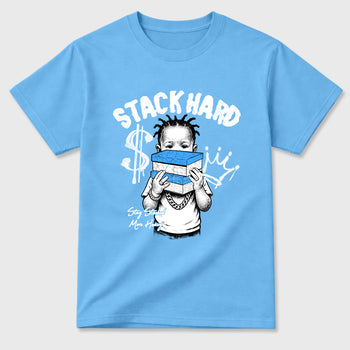 Sneaker match tees – Sneaker Tees To Match Air Jordan 11 University Blue Shoes – Stack Hard Tee Carolina Blue 2