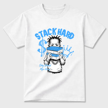 Sneaker match tees – Sneaker Tees To Match Air Jordan 11 University Blue Shoes – Stack Hard Tee White 2