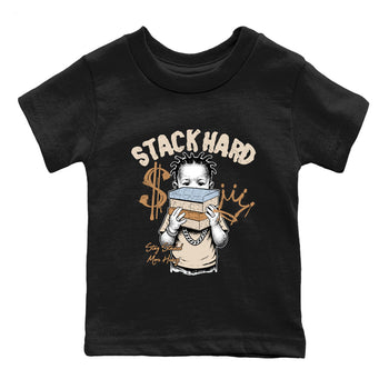 Sneaker match tees – Sneaker Tees To Match Air Jordan 3 Champagne and Oysters Shoes – Stack Hard Kids T-Shirt Black 2