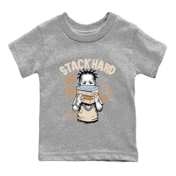 Sneaker match tees – Sneaker Tees To Match Air Jordan 3 Champagne and Oysters Shoes – Stack Hard Kids T-Shirt Heather Grey 2