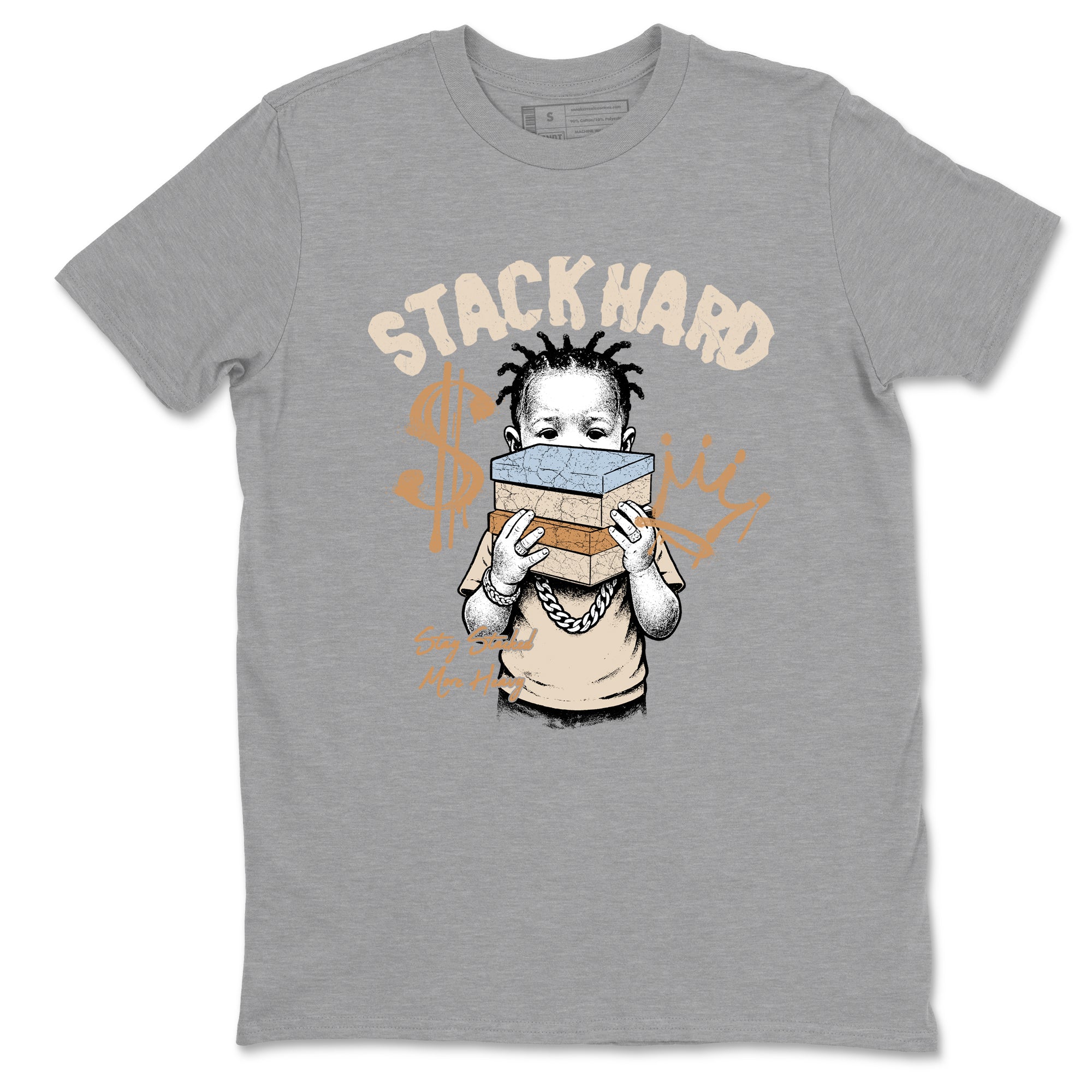 Sneaker match tees – Sneaker Tees To Match Air Jordan 3 Champagne and Oysters Shoes – Stack Hard Tee Heather Grey 2