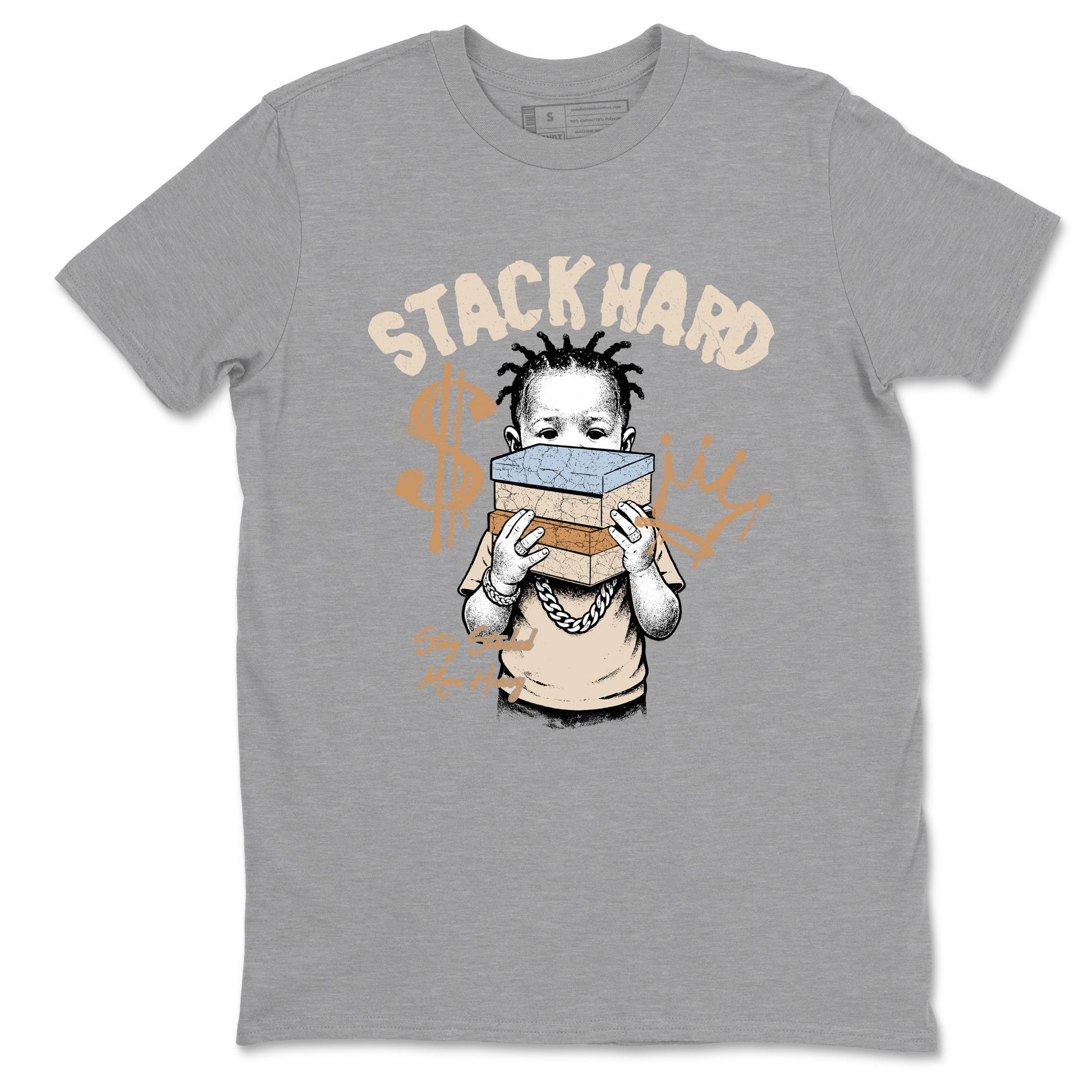 Sneaker match tees – Sneaker Tees To Match Air Jordan 3 Champagne and Oysters Shoes – Stack Hard Tee Heather Grey 2