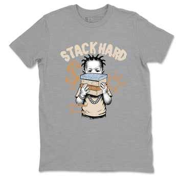 Sneaker match tees – Sneaker Tees To Match Air Jordan 3 Champagne and Oysters Shoes – Stack Hard Tee Heather Grey 2