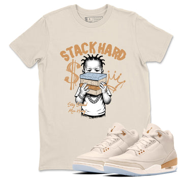 Sneaker match tees – Sneaker Tees To Match Air Jordan 3 Champagne and Oysters Shoes – Stack Hard Tee Natural 1