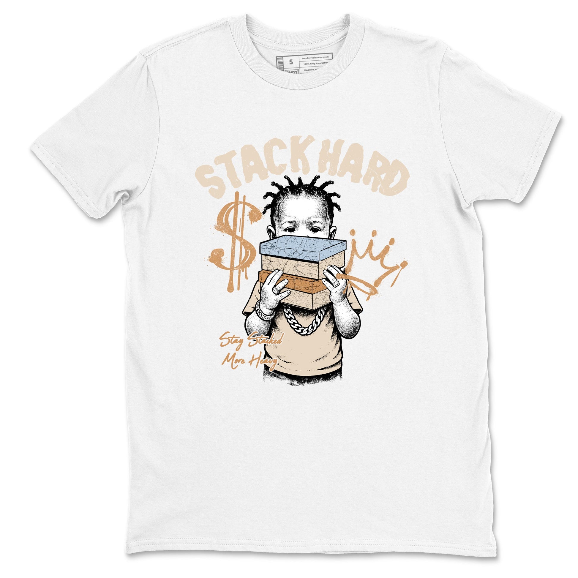 Sneaker match tees – Sneaker Tees To Match Air Jordan 3 Champagne and Oysters Shoes – Stack Hard Tee White 2