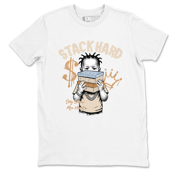 Sneaker match tees – Sneaker Tees To Match Air Jordan 3 Champagne and Oysters Shoes – Stack Hard Tee White 2