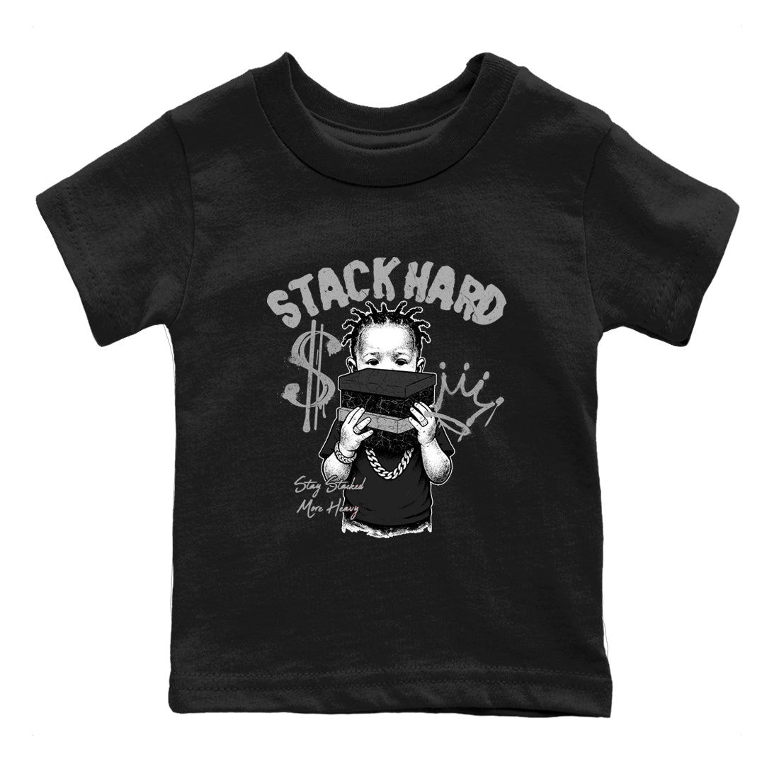 Sneaker match tees – Sneaker Tees To Match Air Jordan 4 Black Cat Shoes – Stack Hard Kids T-Shirt Black 2