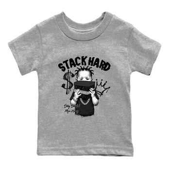 Sneaker match tees – Sneaker Tees To Match Air Jordan 4 Black Cat Shoes – Stack Hard Kids T-Shirt Heather Grey 2