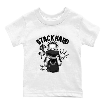 Sneaker match tees – Sneaker Tees To Match Air Jordan 4 Black Cat Shoes – Stack Hard Kids T-Shirt White 2