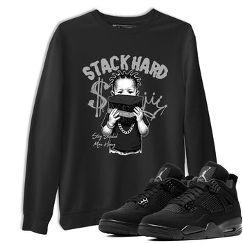 Sneaker match tees – Sneaker Tees To Match Air Jordan 4 Black Cat Shoes – Stack Hard Tee Black 1